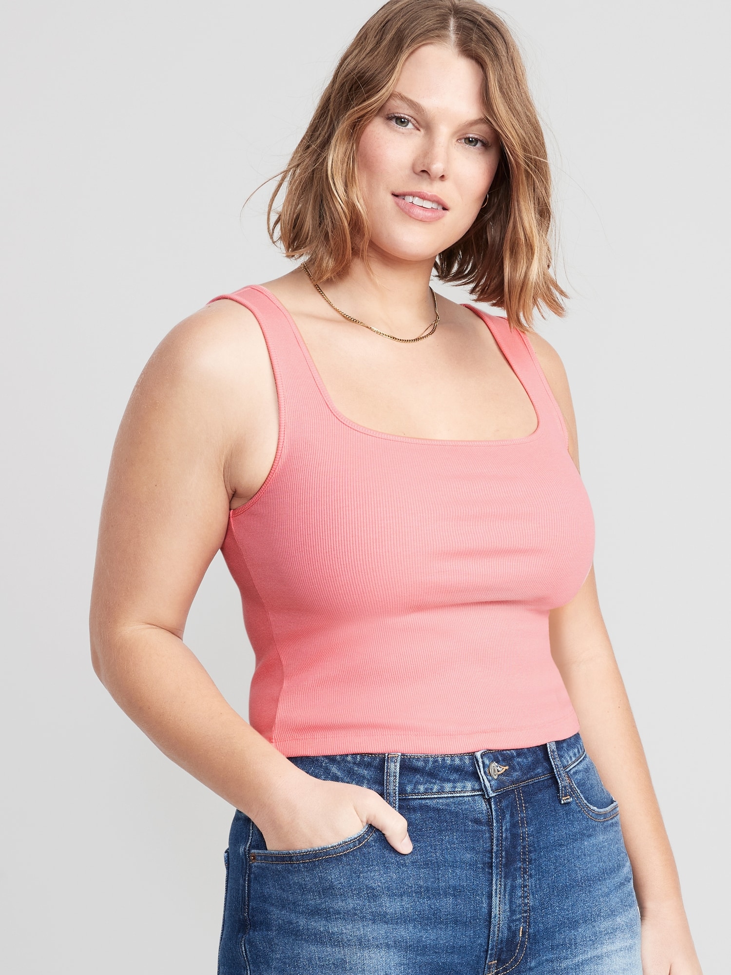 Fitted Square-Neck Tank Top