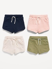 View large product image 3 of 3. French Terry Drawstring Dolphin-Hem Shorts 4-Pack for Toddler Girls
