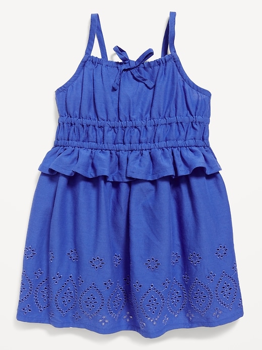 View large product image 1 of 2. Sleeveless Waist-Defined Embroidered Ruffled Dress for Baby
