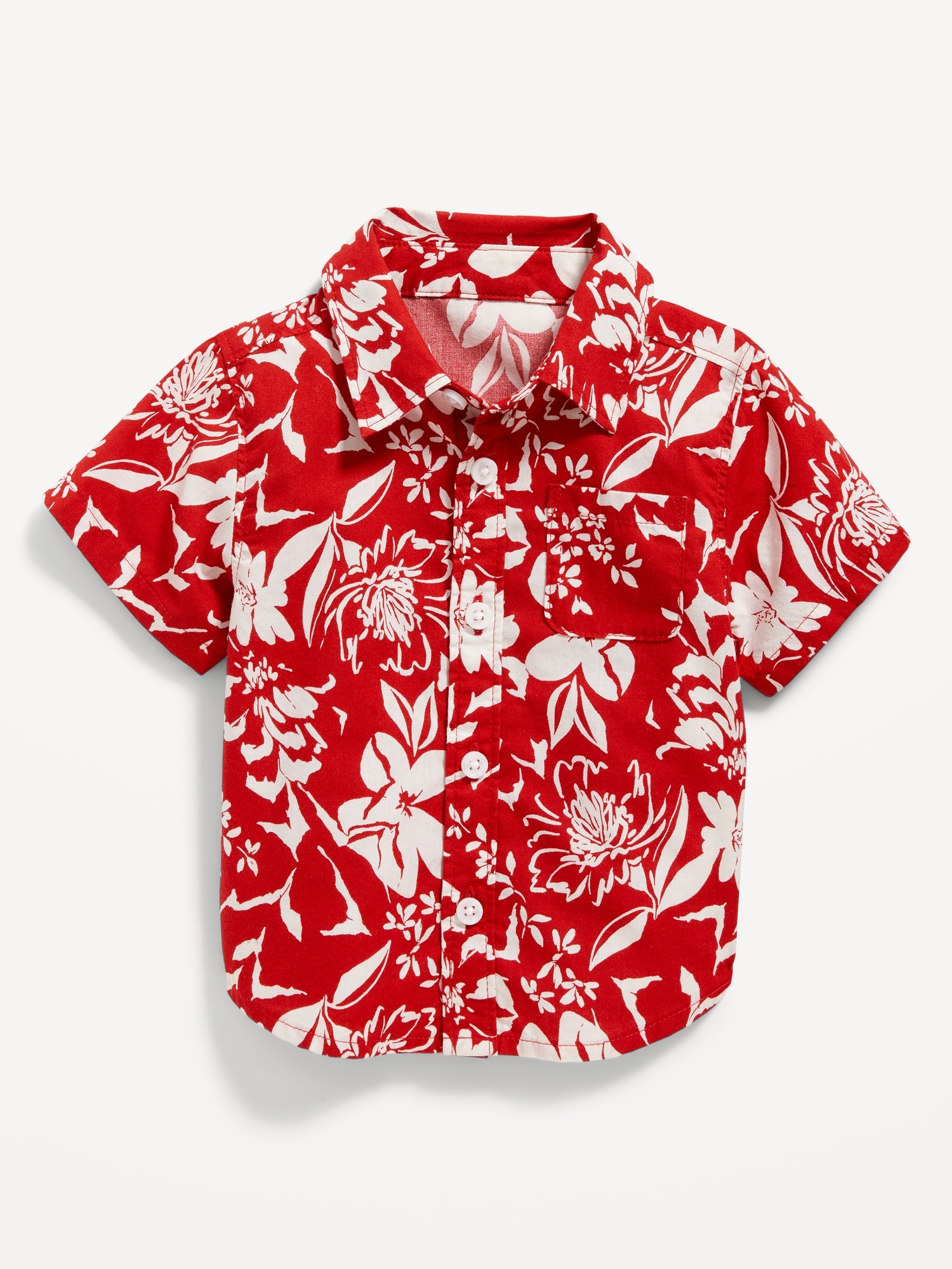 Old Navy Matching Short-Sleeve Printed Poplin Shirt for Baby red. 1