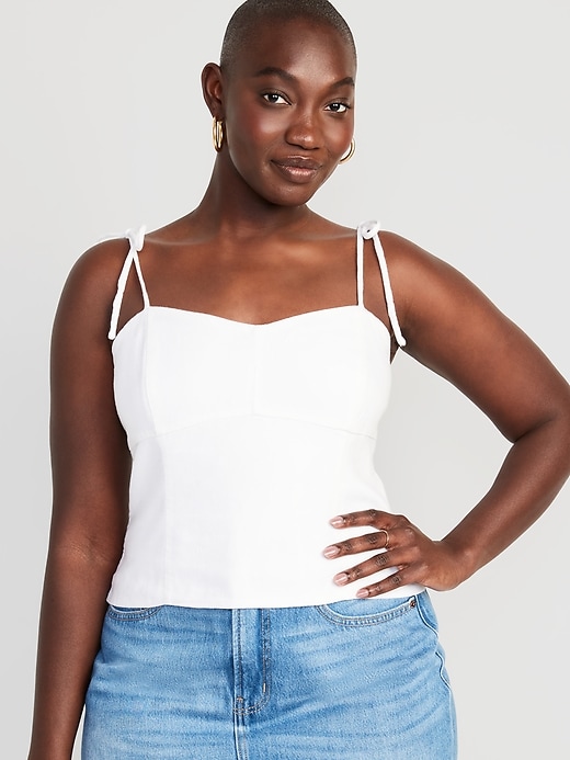 Image number 5 showing, Fitted Linen-Blend Crop Top
