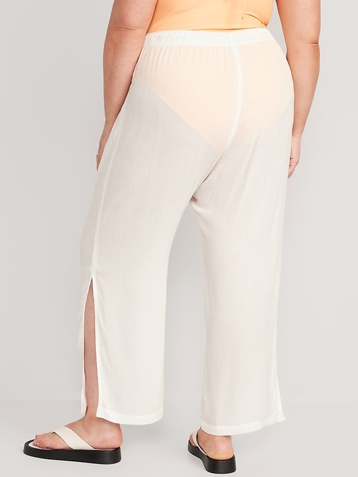 Image number 8 showing, High-Waisted Lightweight Wide-Leg Cover-Up Pants