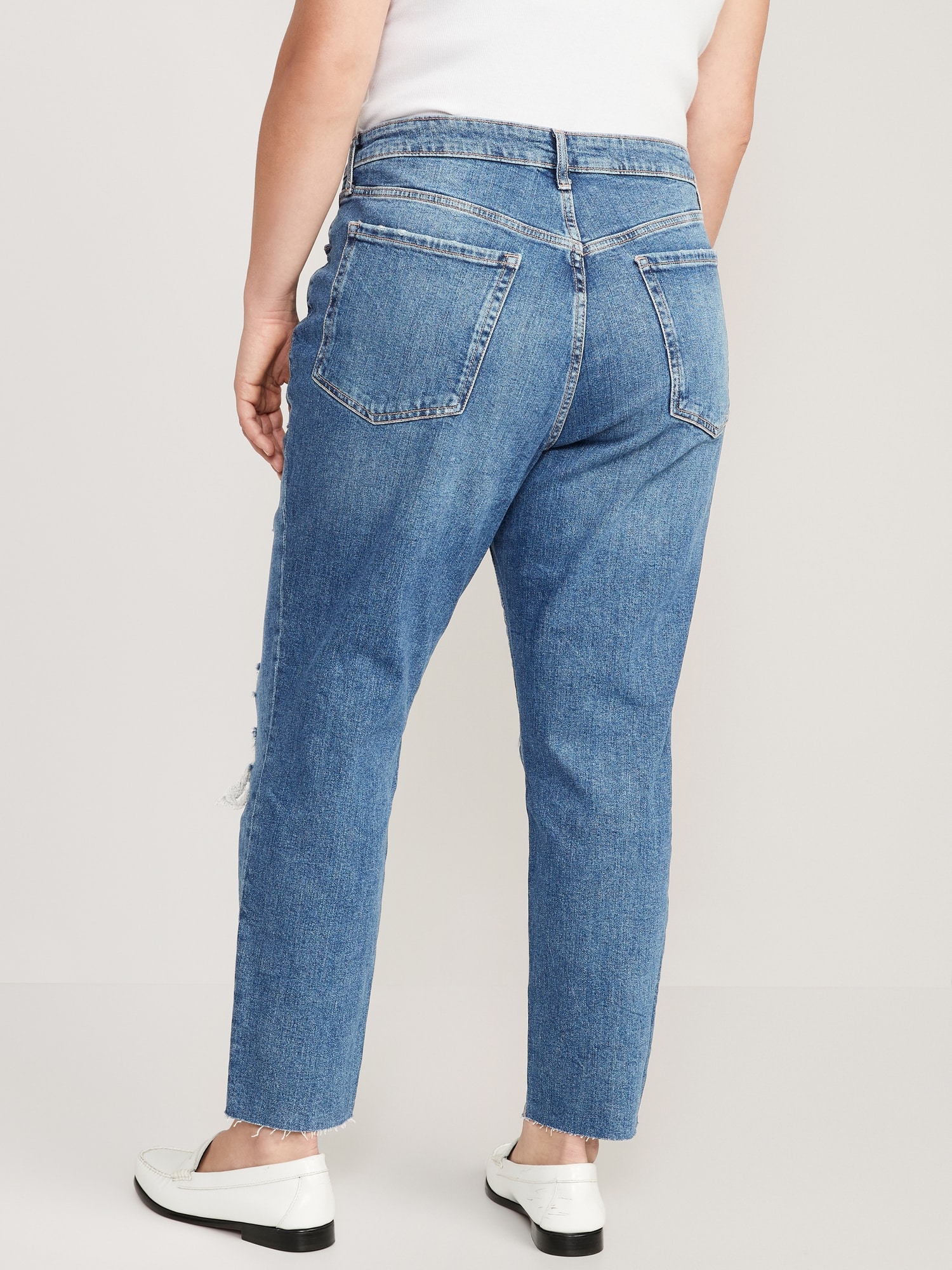 High-Waisted OG Straight Ripped Cut-Off Jeans for Women | Old Navy