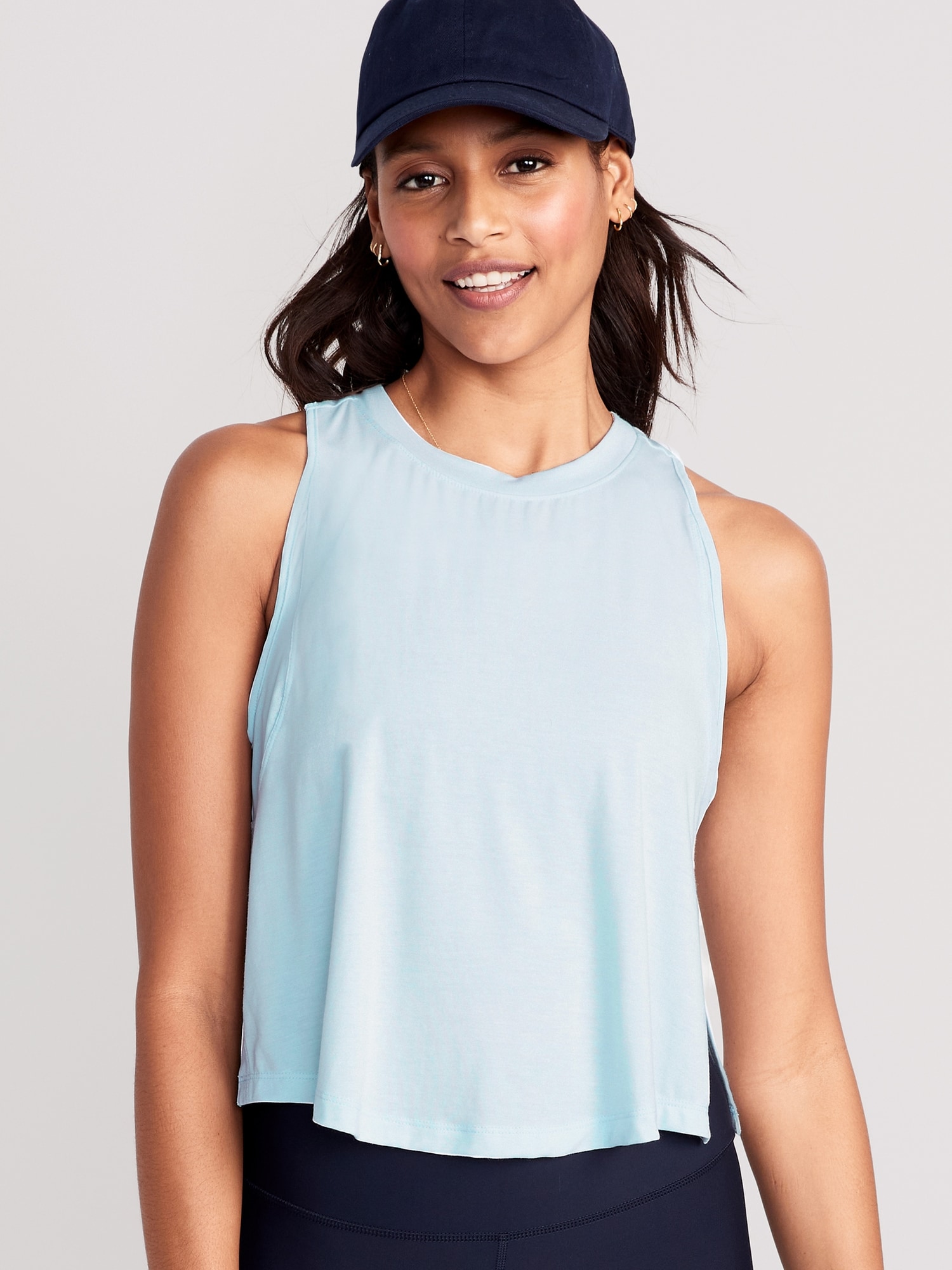 Old Navy UltraLite All-Day Sleeveless Cropped Top for Women blue. 1