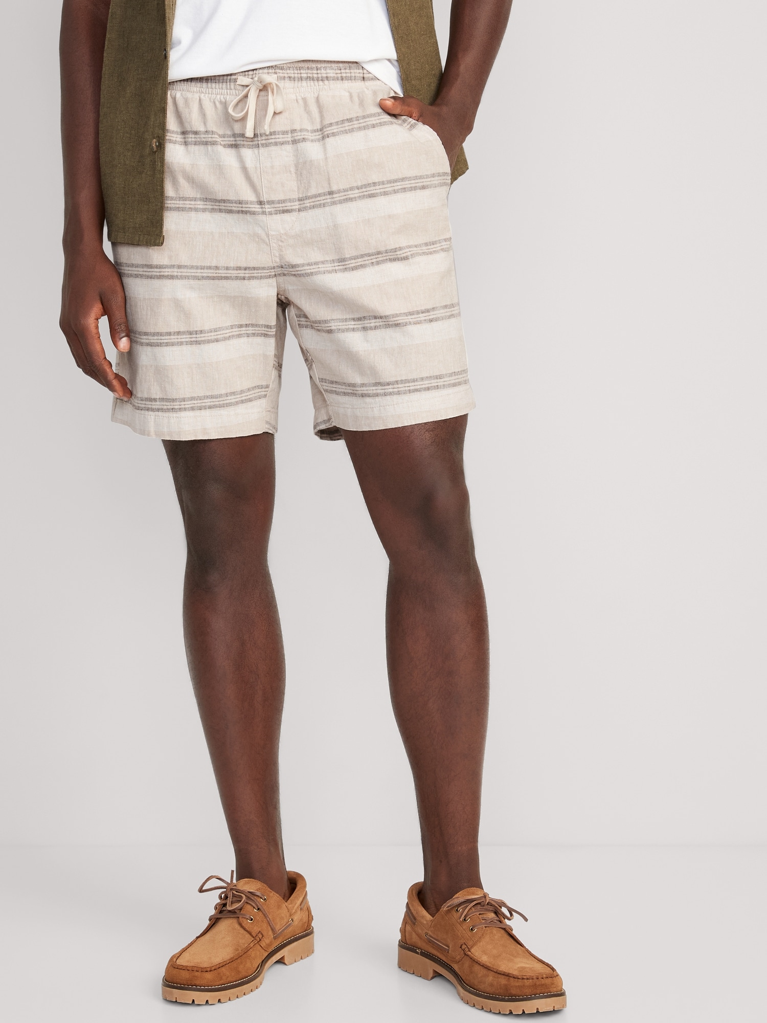 Old Navy Linen-Blend Jogger Shorts for Men -- 7-inch inseam white. 1