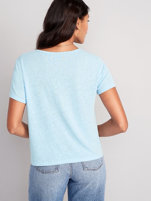 Image number 2 showing, Linen-Blend V-Neck Henley T-Shirt