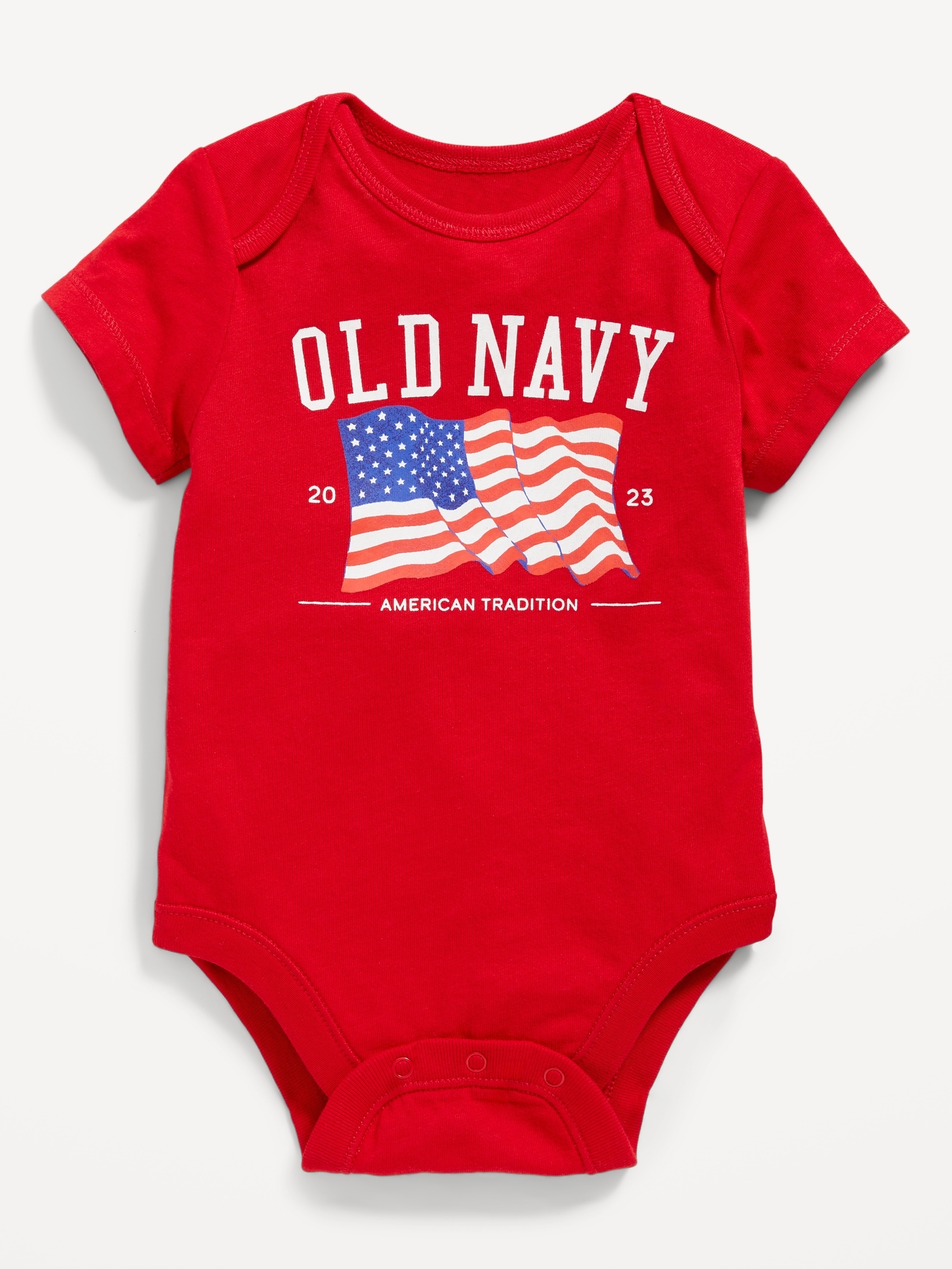 Old Navy Matching Unisex Short-Sleeve Logo-Graphic Bodysuit for Baby red. 1