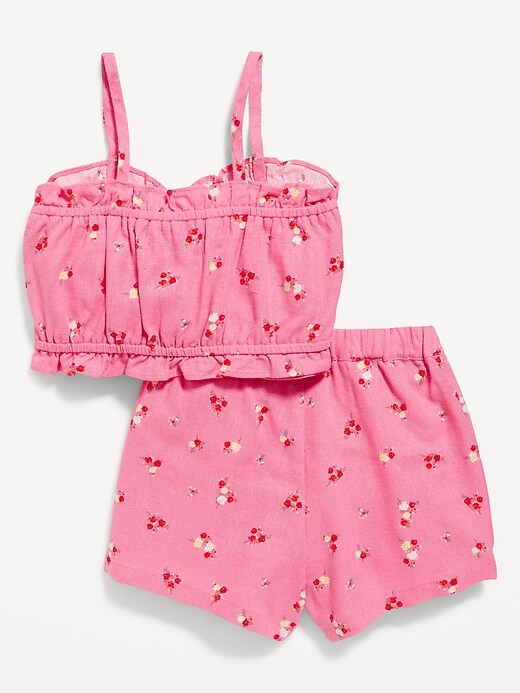 View large product image 2 of 3. Printed Linen-Blend Ruffle-Trim Cami Top & Skort Set for Toddler Girls