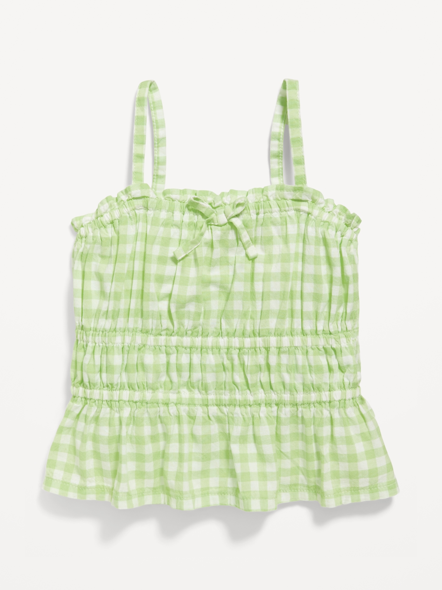Old Navy Printed Sleeveless Smocked Peplum Top for Toddler Girls green. 1