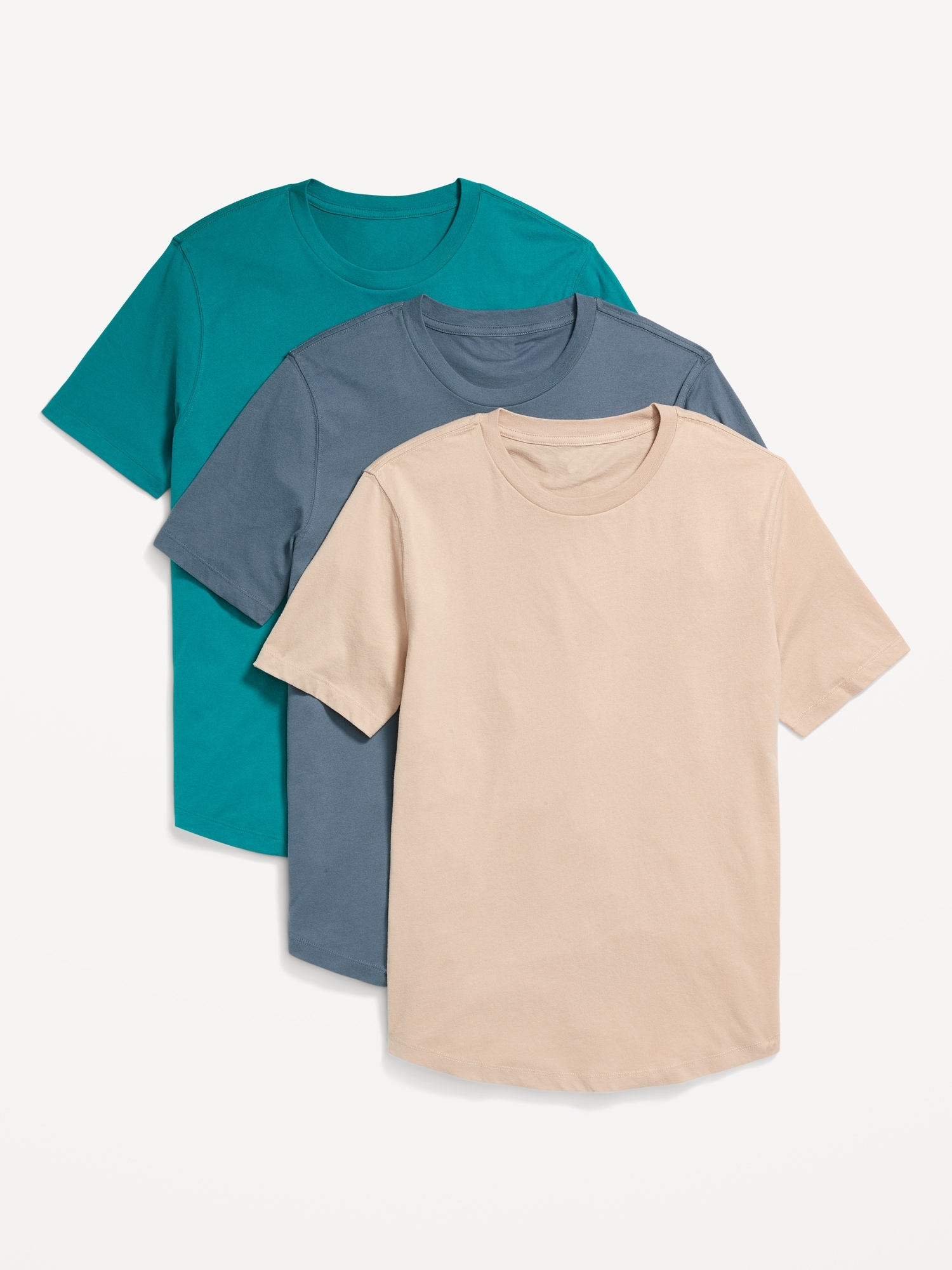 Old Navy Soft-Washed Curved-Hem T-Shirt 3-Pack for Men blue. 1