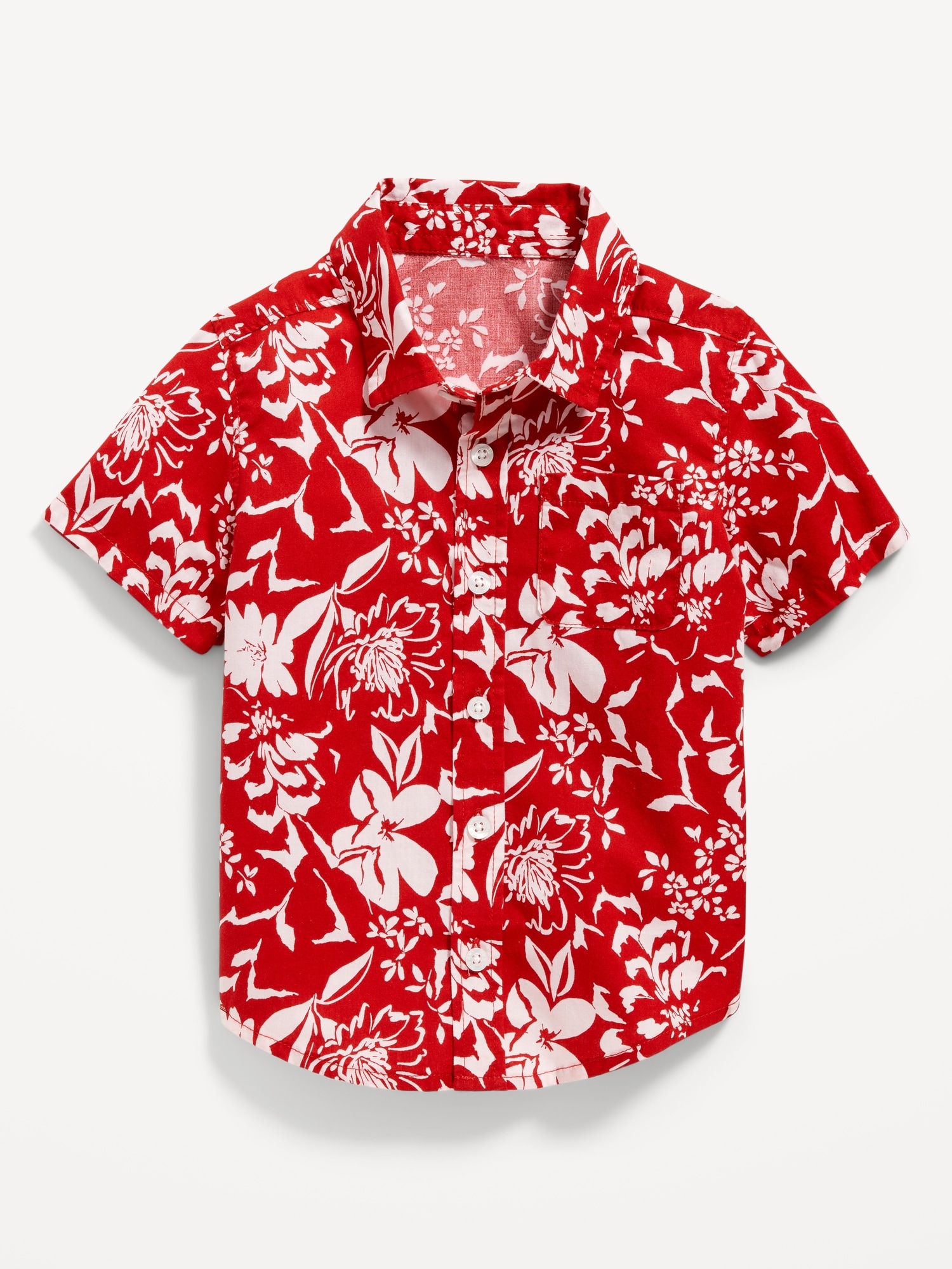 Old Navy Matching Short-Sleeve Printed Poplin Shirt for Toddler Boys red. 1