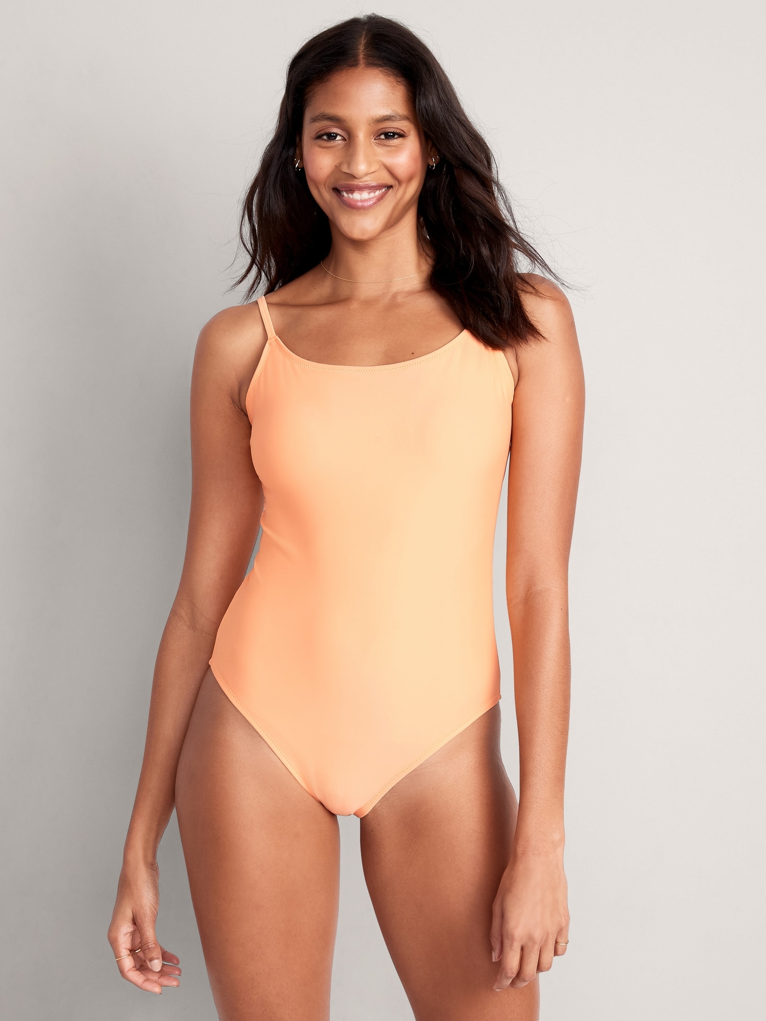 Old Navy Tie-Back One-Piece Cami Swimsuit for Women orange. 1