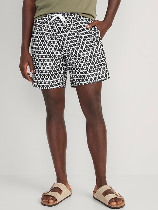 Image number 1 showing, Printed Swim Trunks --7-inch inseam