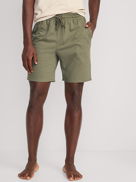 View large product image 1 of 3. Jersey-Knit Pajama Shorts -- 7.5-inch inseam