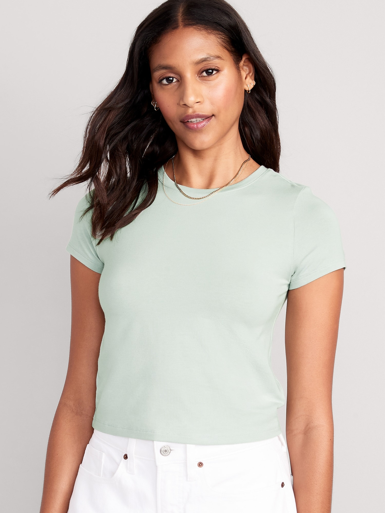 Old Navy Cropped Slim-Fit T-Shirt for Women green. 1