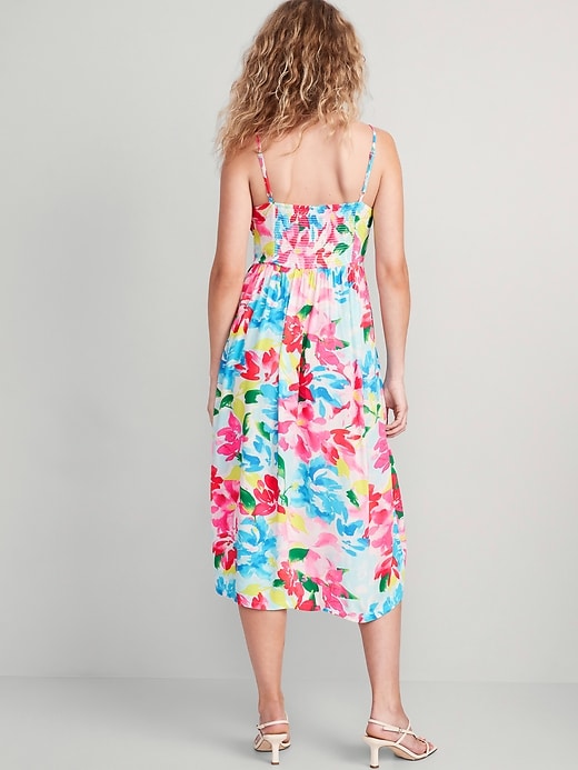 Image number 2 showing, Fit & Flare Floral Smocked Midi Cami Dress