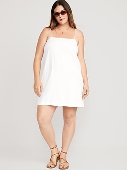 Sleeveless Square-Neck Linen-Blend Mini Dress