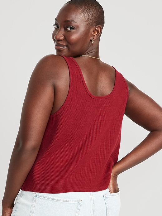 Image number 6 showing, Thermal-Knit Cropped Henley Tank Top