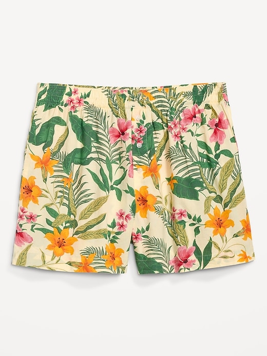 Image number 4 showing, High-Waisted Printed Poplin Pajama Shorts -- 3.5-inch inseam