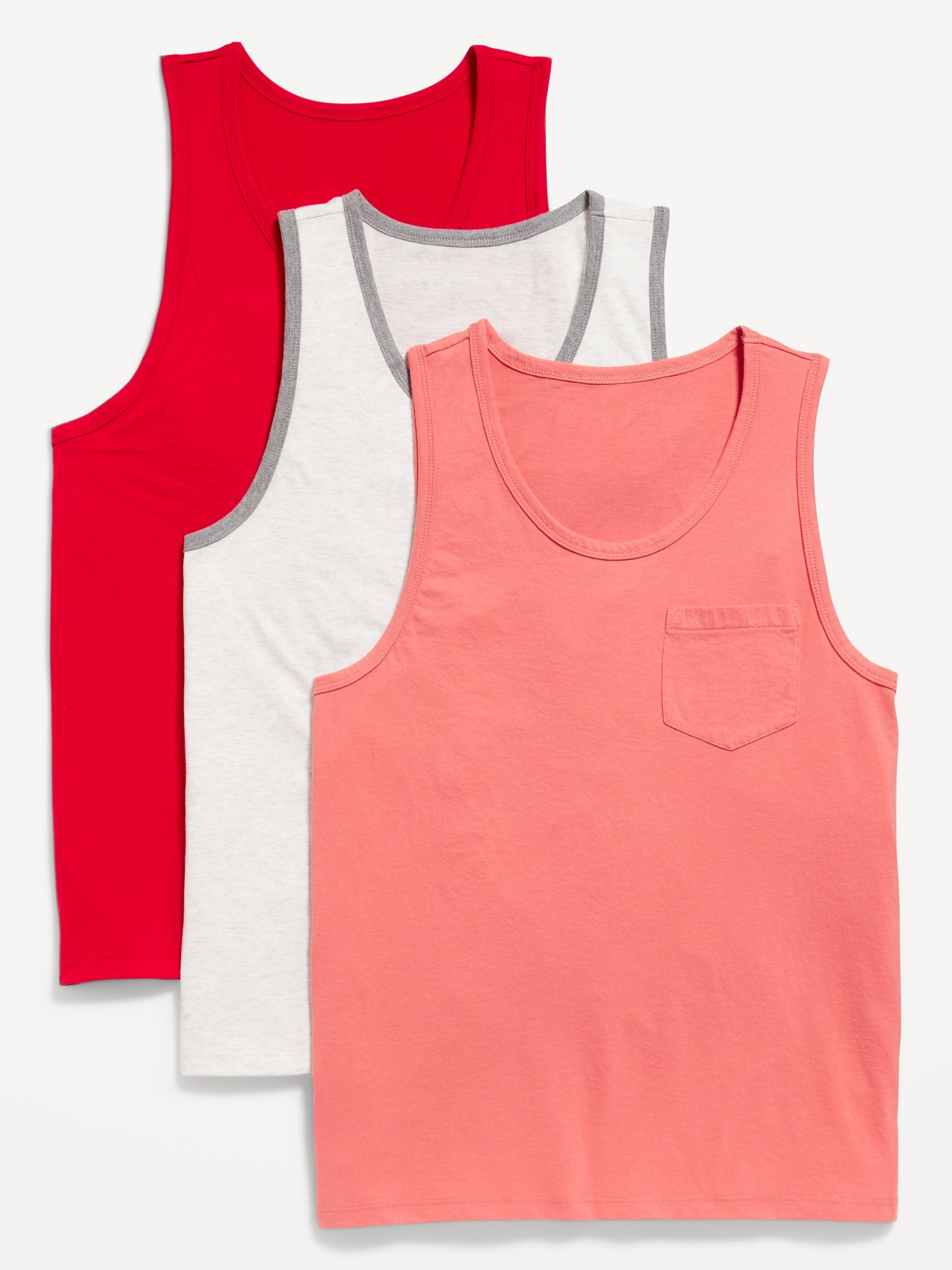 Old Navy Classic Pocket Tank Top 3-Pack for Men red. 1