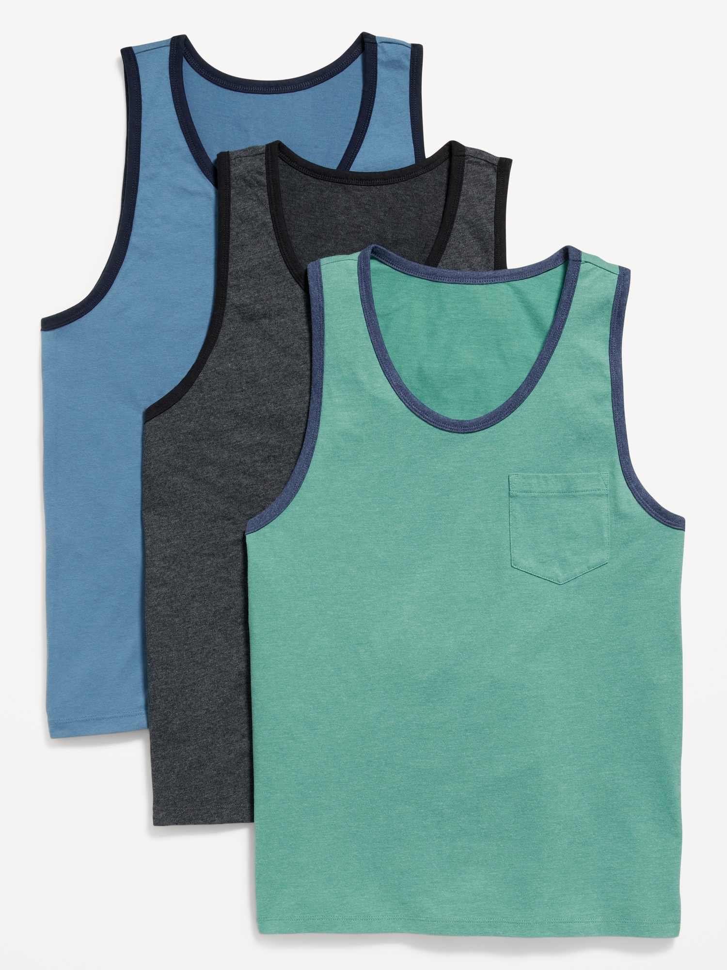 Old Navy Classic Pocket Tank Top 3-Pack for Men green. 1
