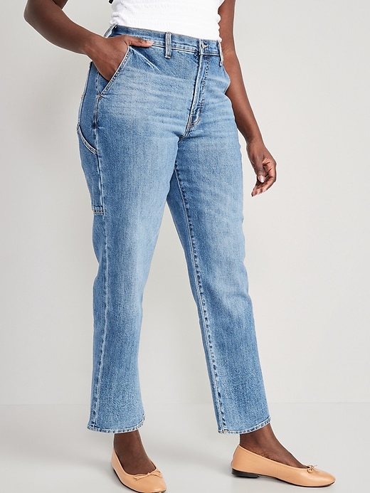 Image number 5 showing, Curvy Extra High-Waisted Sky-Hi Straight Workwear Jeans
