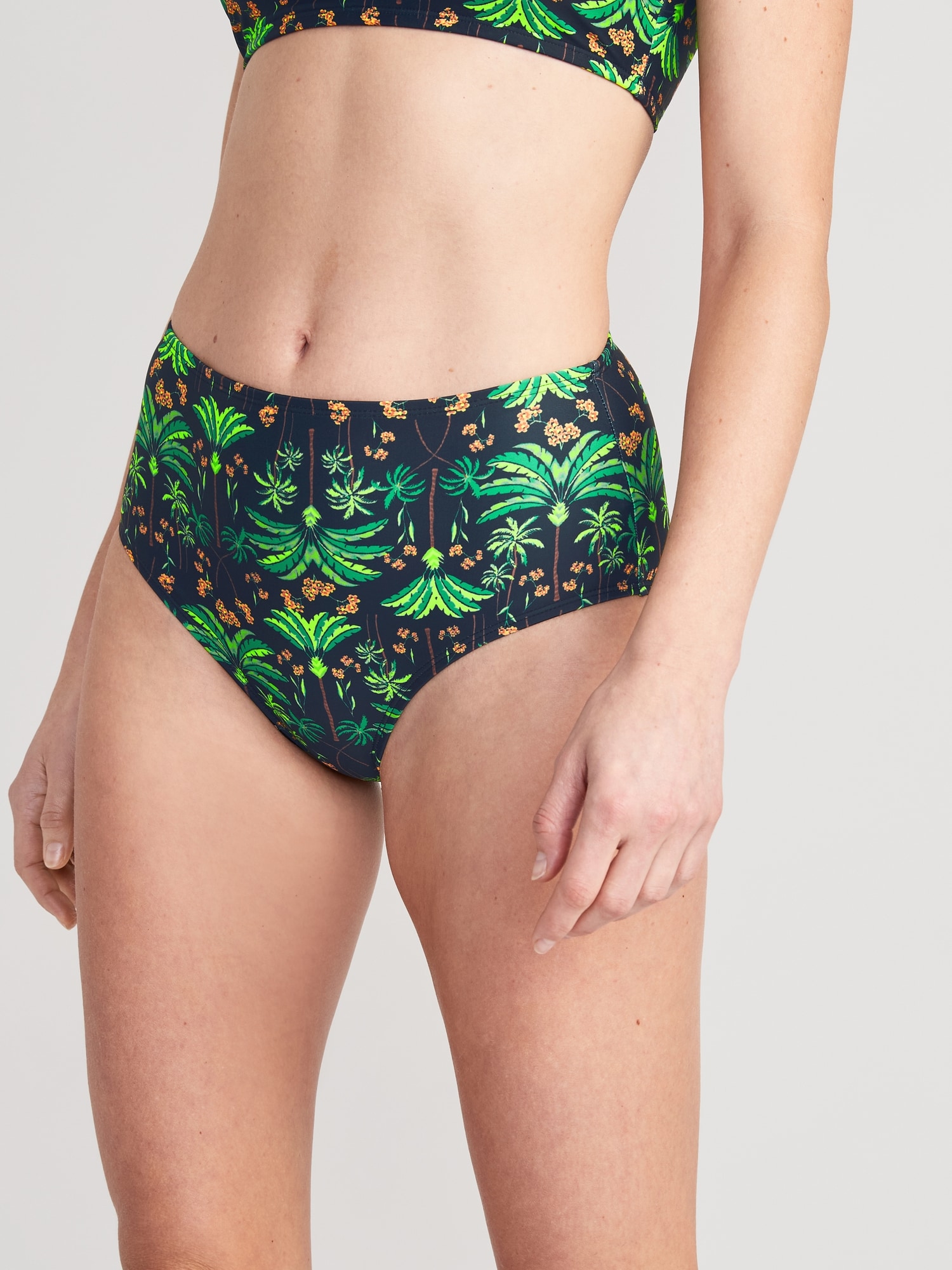 Oasis high waist bikini brief - Palm