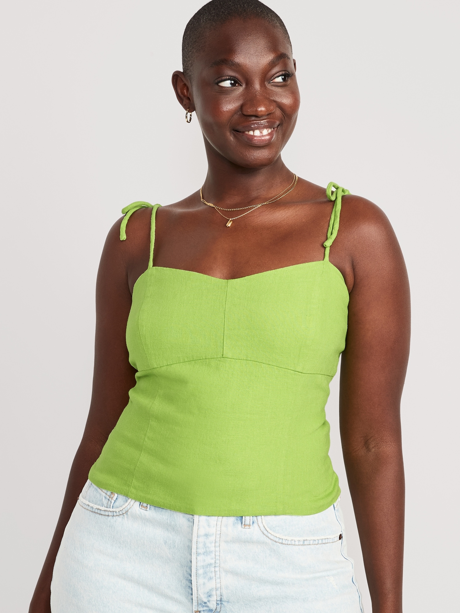 Fitted Linen-Blend Crop Top | Old Navy