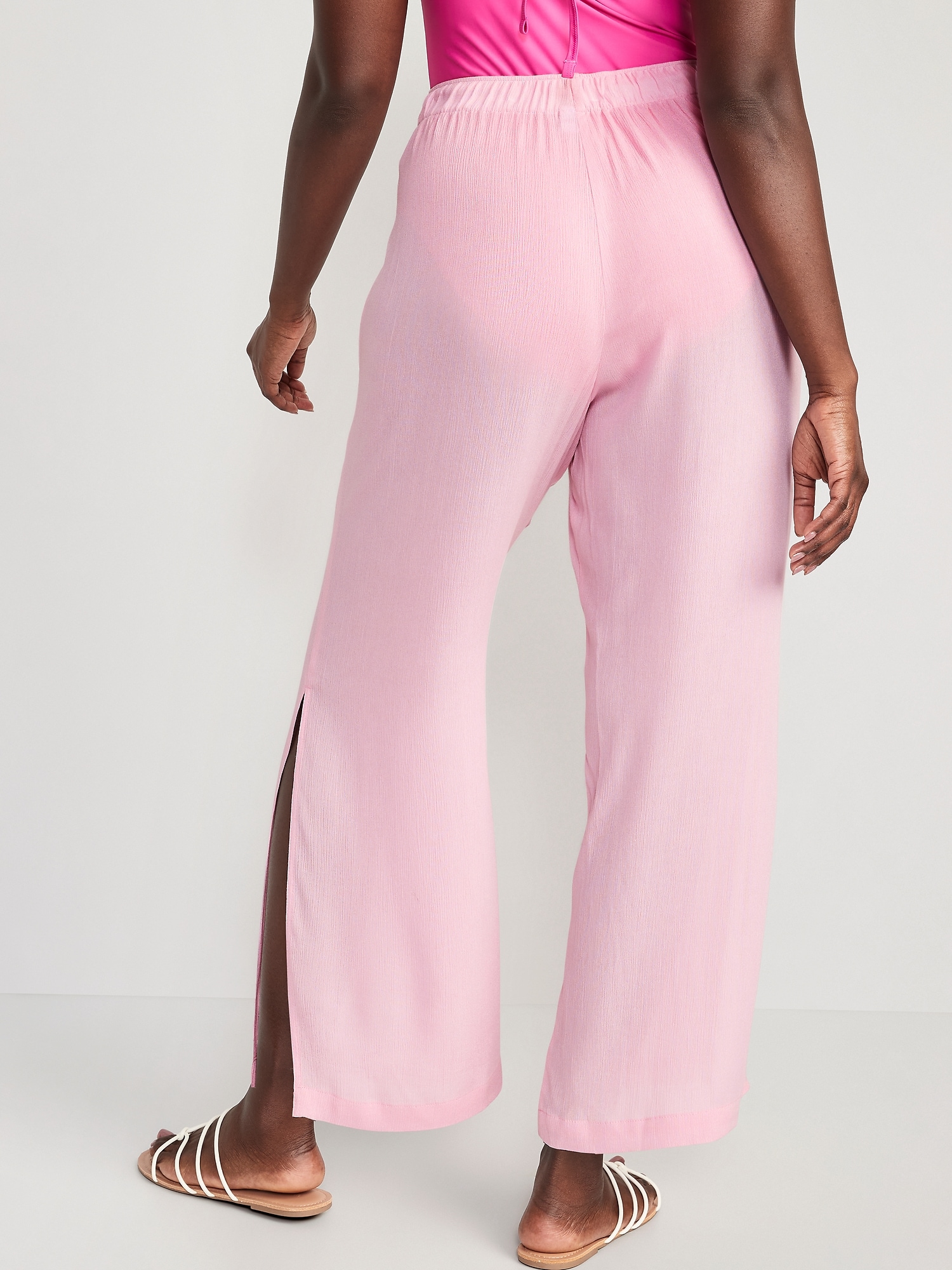 HighWaisted Lightweight WideLeg CoverUp Pants for Women Old Navy