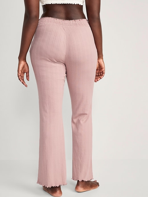 Image number 6 showing, High-Waisted Pointelle-Knit Boot-Cut Pajama Pants
