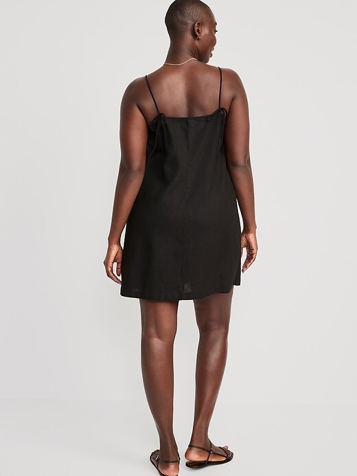 knee length dresses for ladies Linen Square Neck Mini Dress main image 1