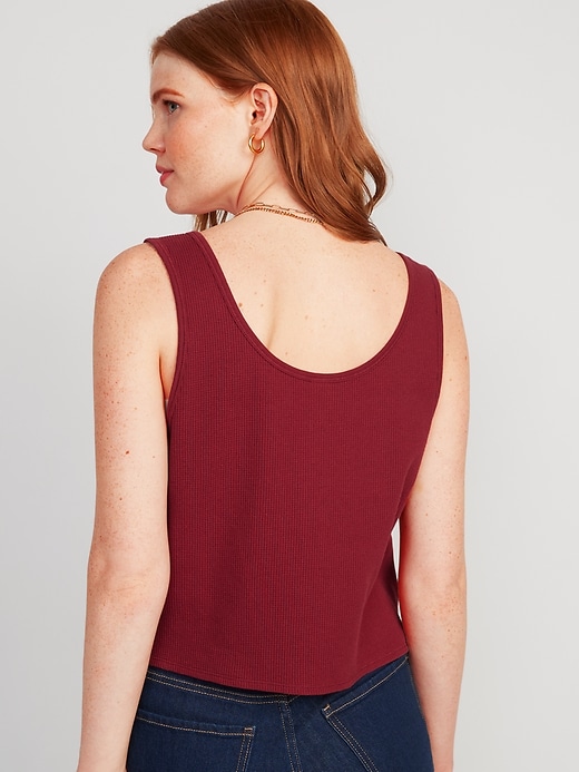Image number 2 showing, Thermal-Knit Cropped Henley Tank Top