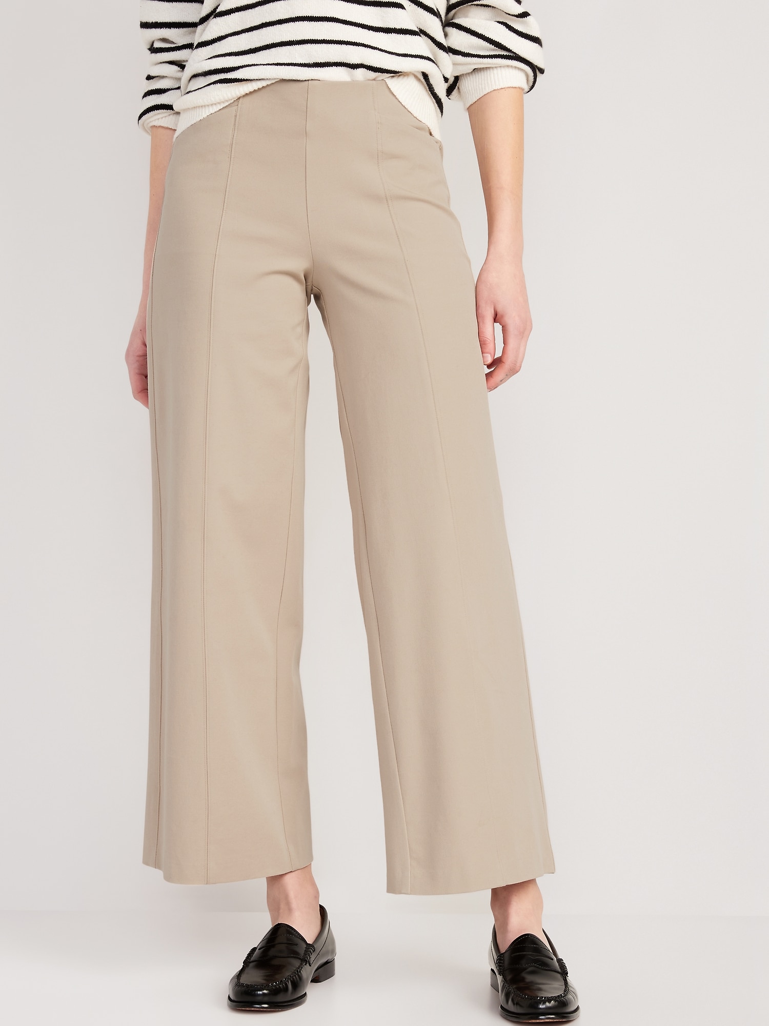 Old Navy High-Waisted Pull-On Pixie Wide-Leg Pants beige. 1