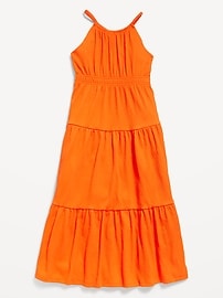 View large product image 3 of 3. Sleeveless Waist-Defined Tiered Smocked Maxi Dress for Girls