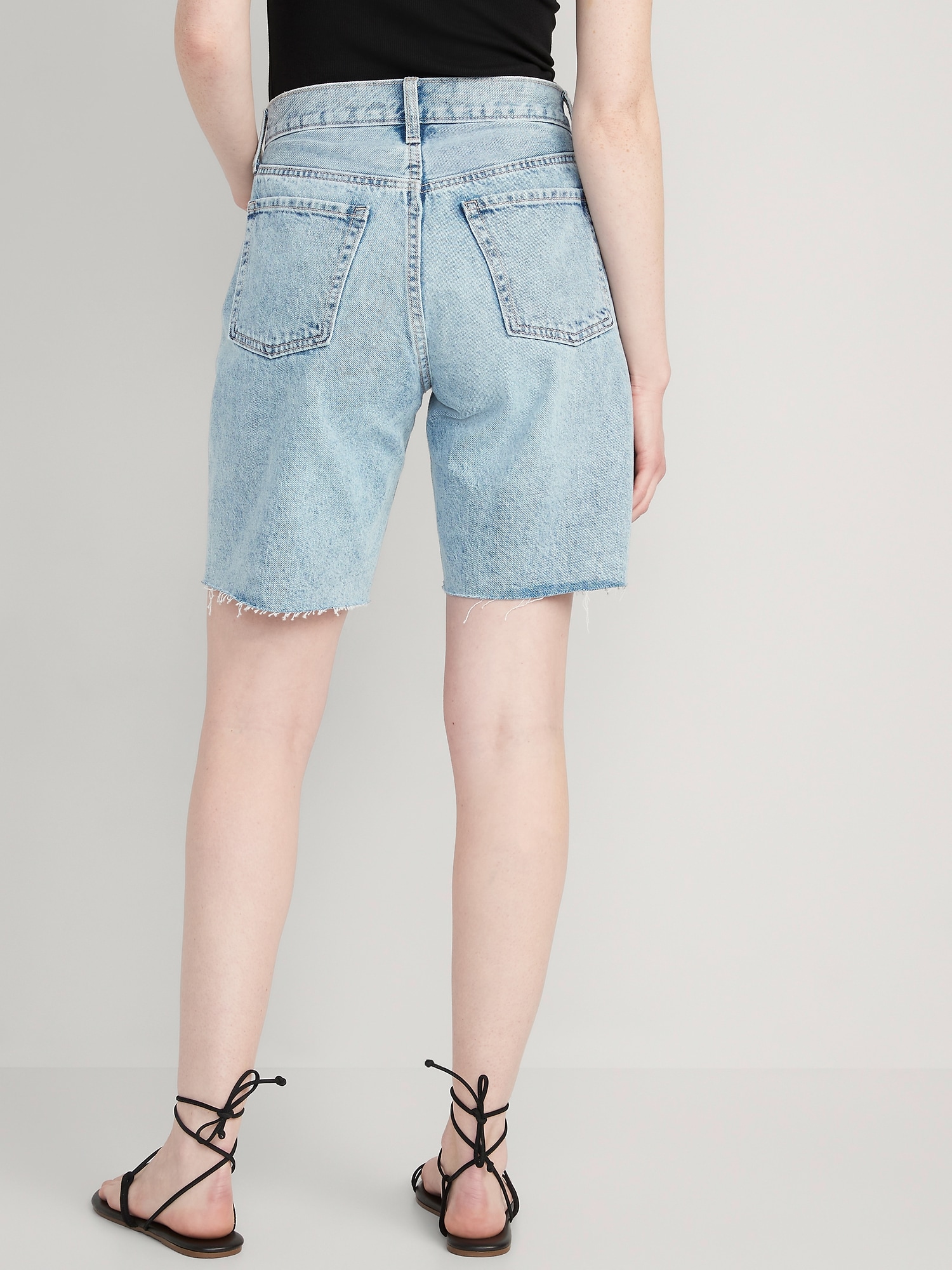 Higher High-Waisted Button-Fly A-Line Cutoff Jean Shorts for Women --  3-inch inseam