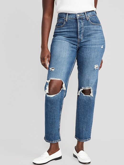 Curvy Extra High-Waisted Button-Fly Straight Jeans | Old Navy