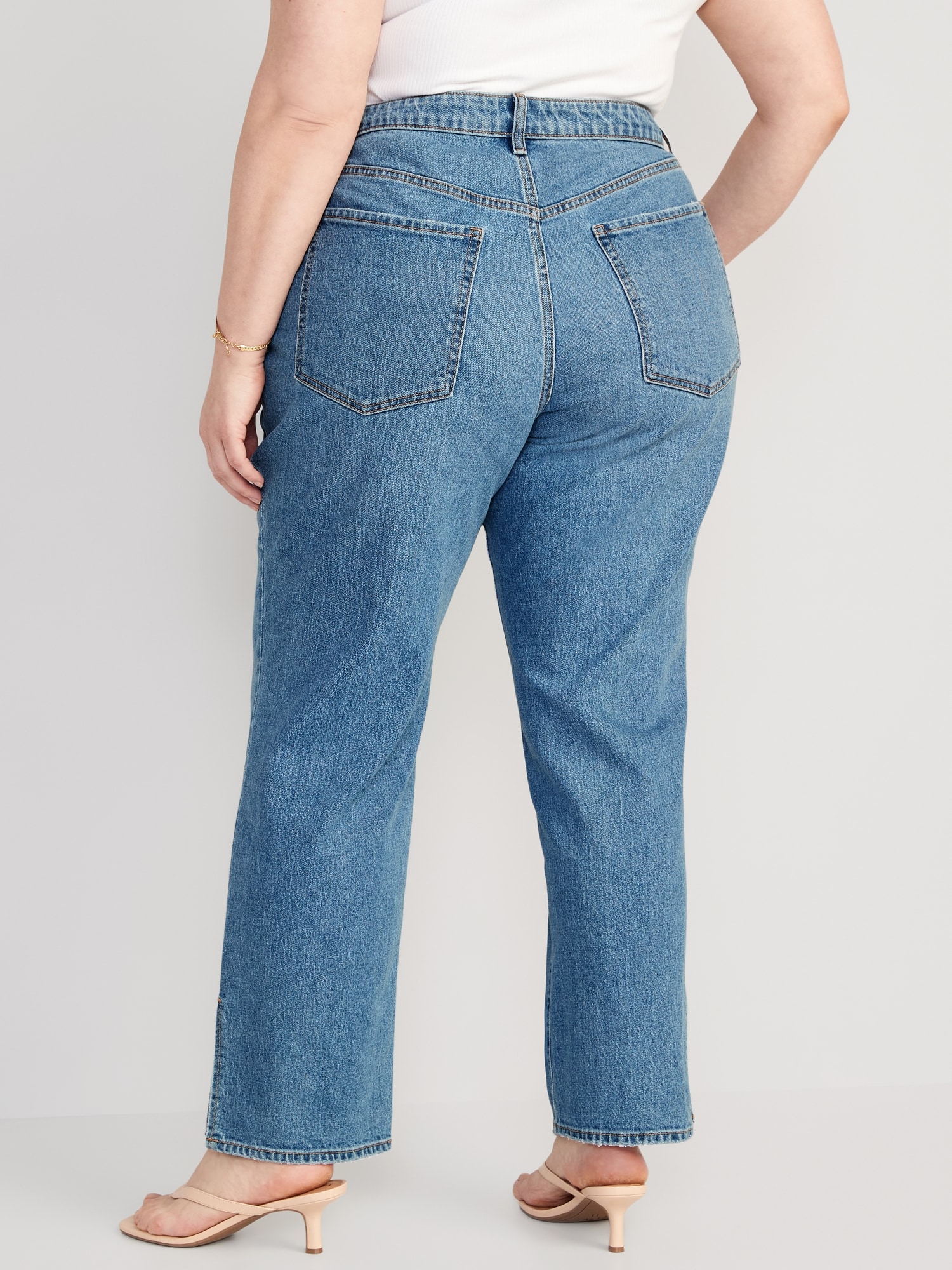 Curvy High-Waisted Button-Fly OG Loose Side-Slit Jeans for Women | Old Navy