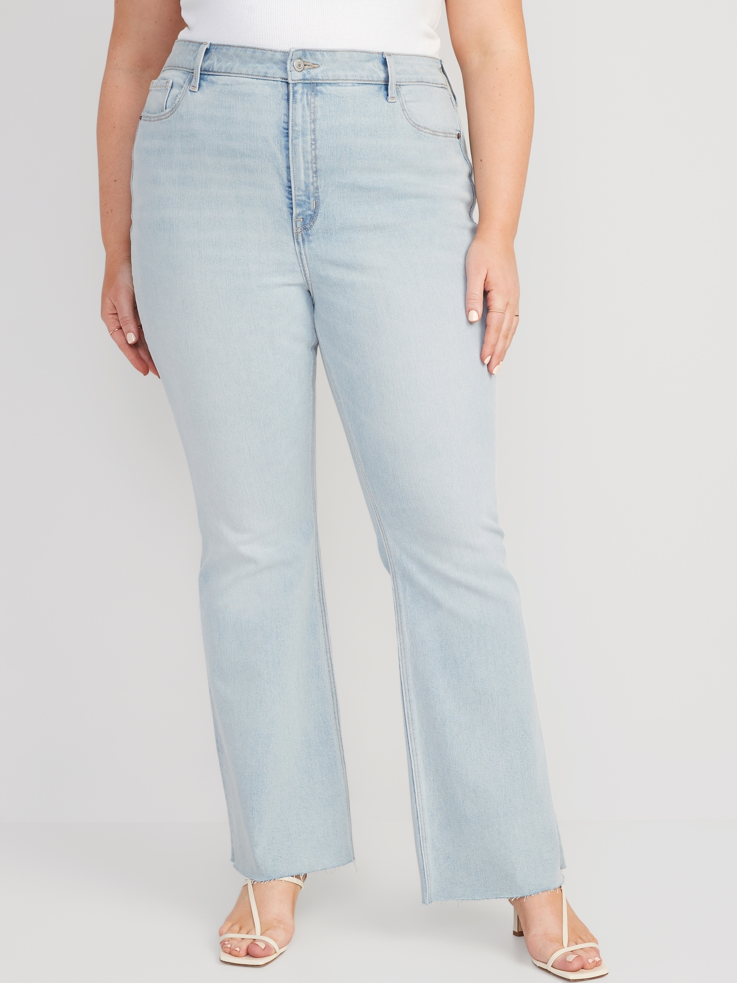 Higher High-Waisted Cut-Off Flare Jeans for Women | Old Navy