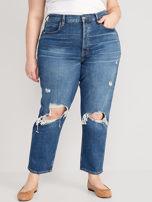 Image number 7 showing, Curvy Extra High-Waisted Button-Fly Straight Jeans