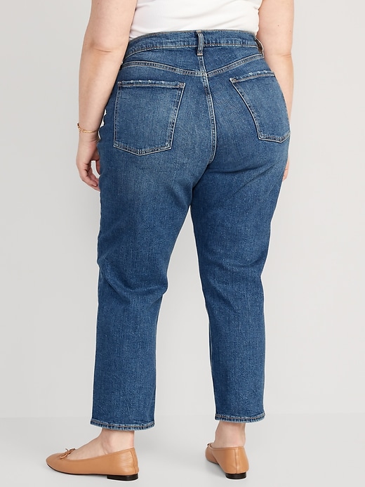Image number 8 showing, Curvy Extra High-Waisted Button-Fly Straight Jeans