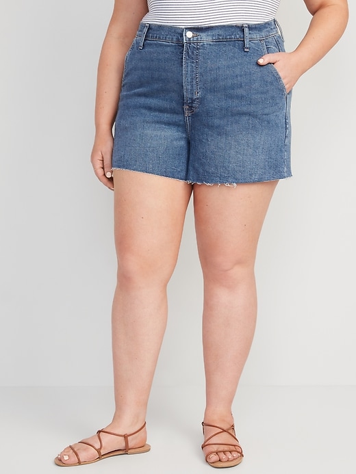 Image number 7 showing, Higher High-Waisted Cut-Off Jean Shorts -- 3-inch inseam