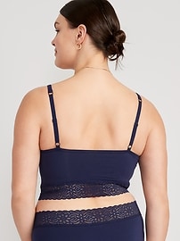 View large product image 6 of 8. Supima® Cotton-Blend Lace-Trim Cami Bra