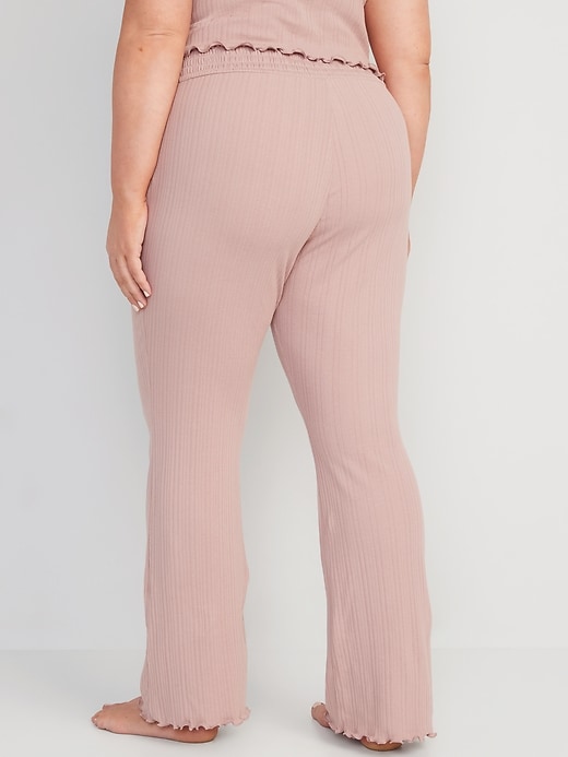 Image number 8 showing, High-Waisted Pointelle-Knit Boot-Cut Pajama Pants