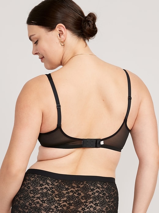 Image number 6 showing, Lace-Paneled Mesh Underwire Plunge Bra