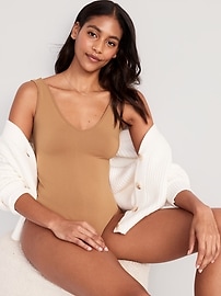 View large product image 3 of 8. Seamless V-Neck Tank Bodysuit