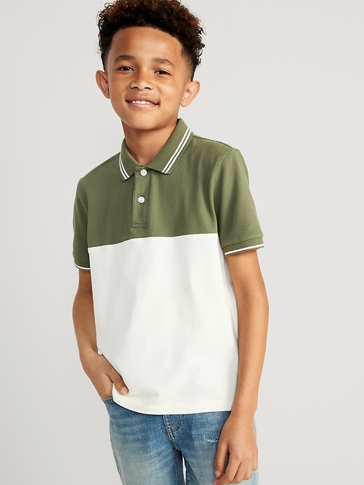 View large product image 1 of 3. Short-Sleeve Color-Block Polo Shirt for Boys