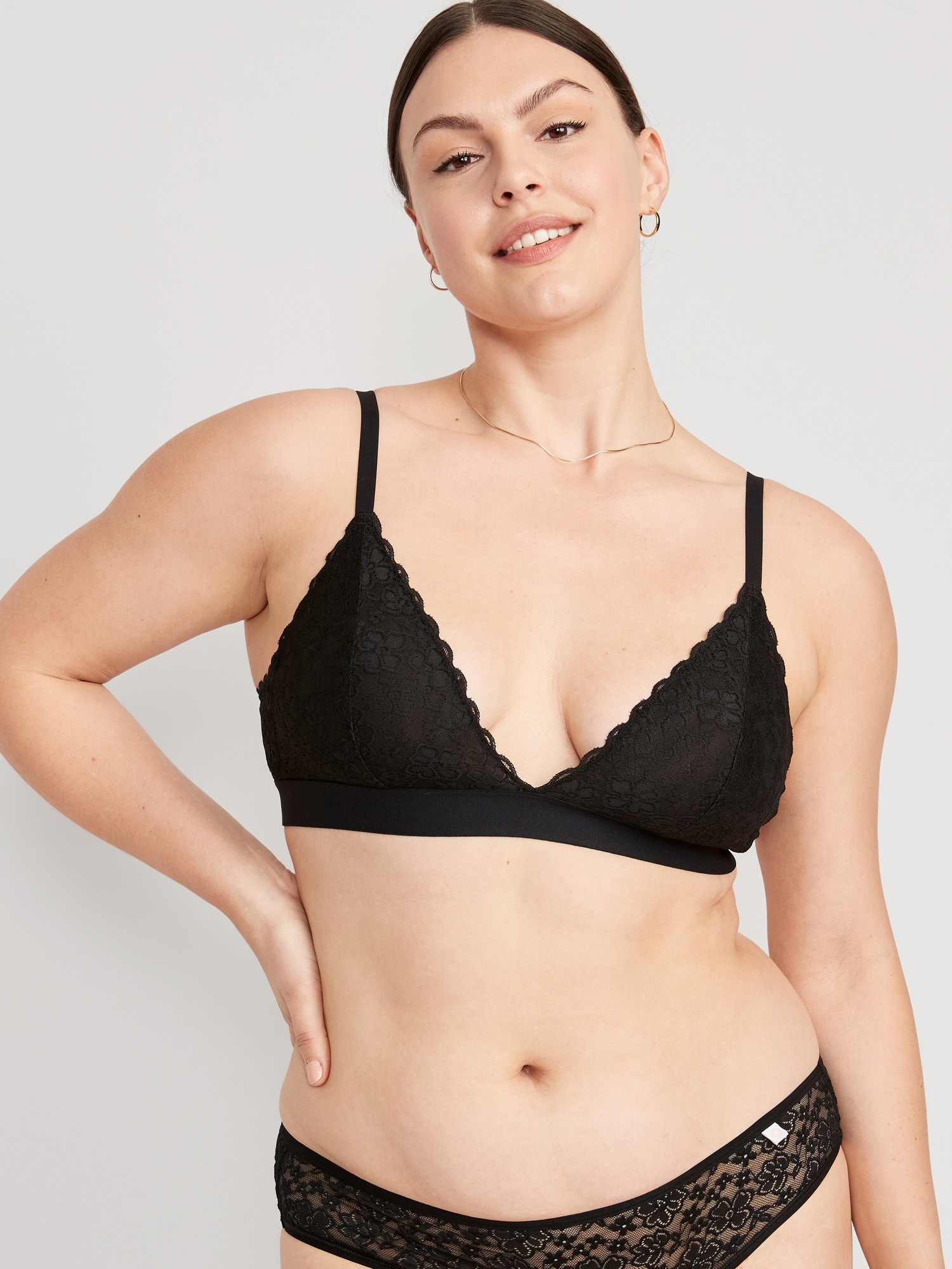 Old Navy V-Neck Lace Triangle Bralette Top for Women black - 558742022