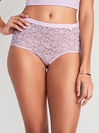 View large product image 3 of 4. High-Waisted Lace Bikini Underwear