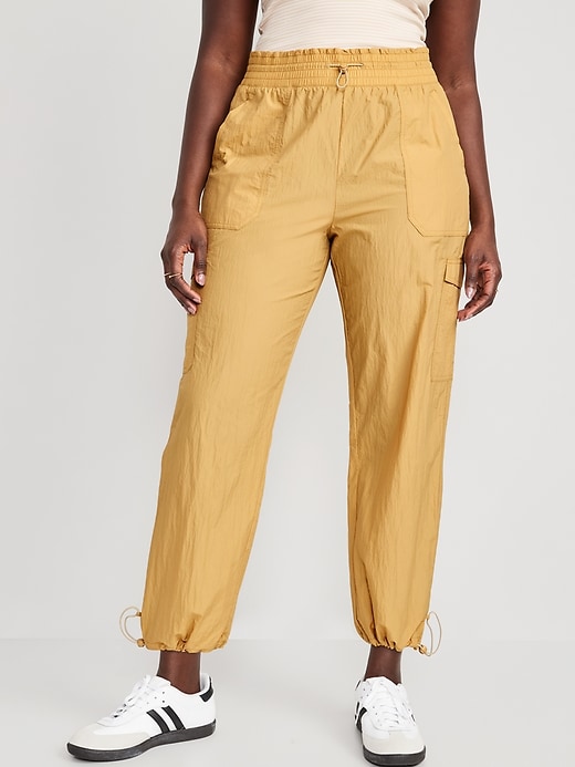 Image number 5 showing, High-Waisted Parachute Cargo Jogger Ankle Pants