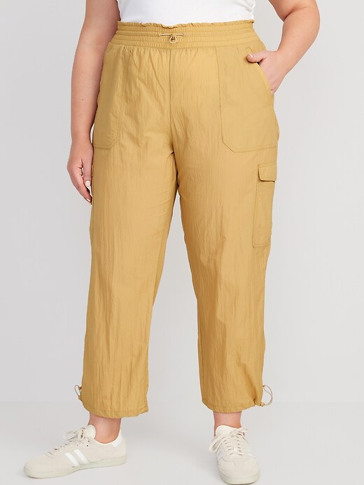 Image number 7 showing, High-Waisted Parachute Cargo Jogger Ankle Pants